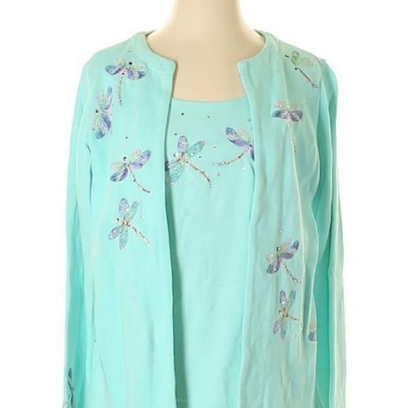 Quacker Factory Sweaters - Embroidered Dragonflies Quacker Factory Sweater